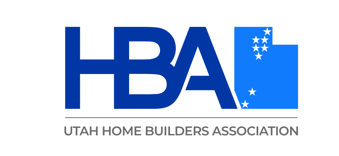 Landmark Lifting logo with Utah Home Builders Association branding and stars.